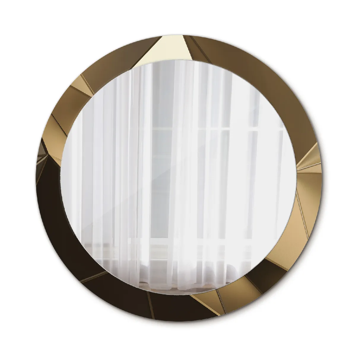 Grand Miroir Mural Dans Le Cadre Beige Rond Élégant 80x56 Cm