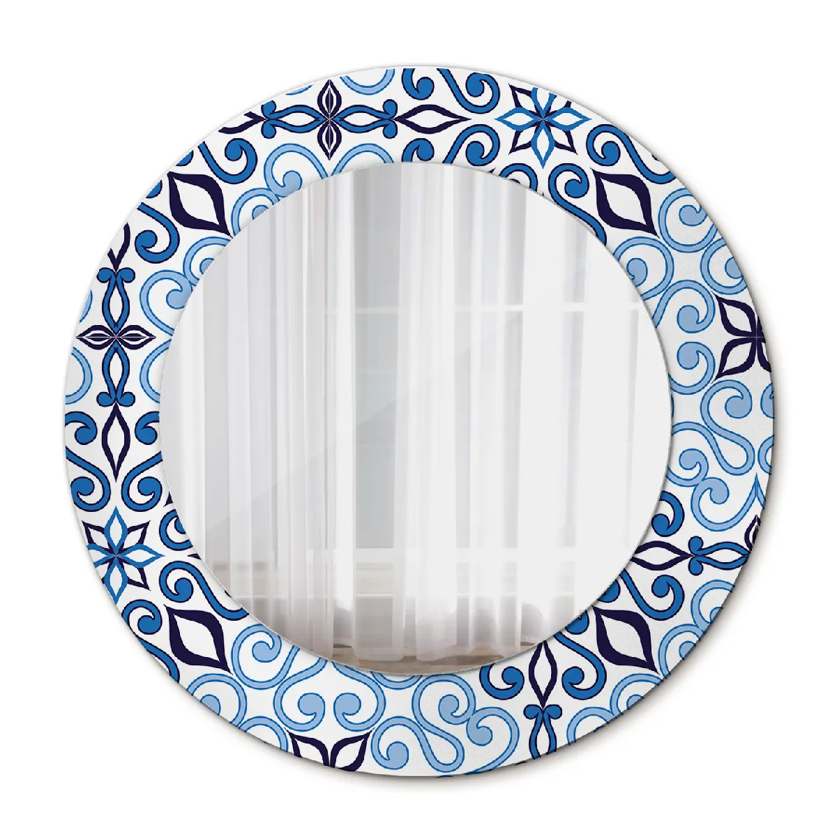 Miroir Mural Rond Décoratif Noir Dans Le Cadre 50x36 Cm
