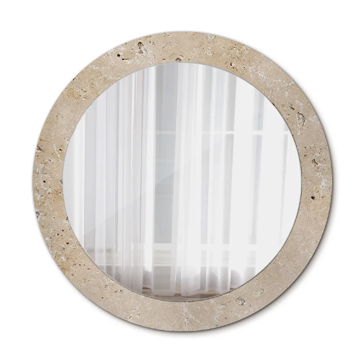 Élégant Rond Miroir Mural Suspendu Dans Un Cadre Décoratif 70x56 Cm