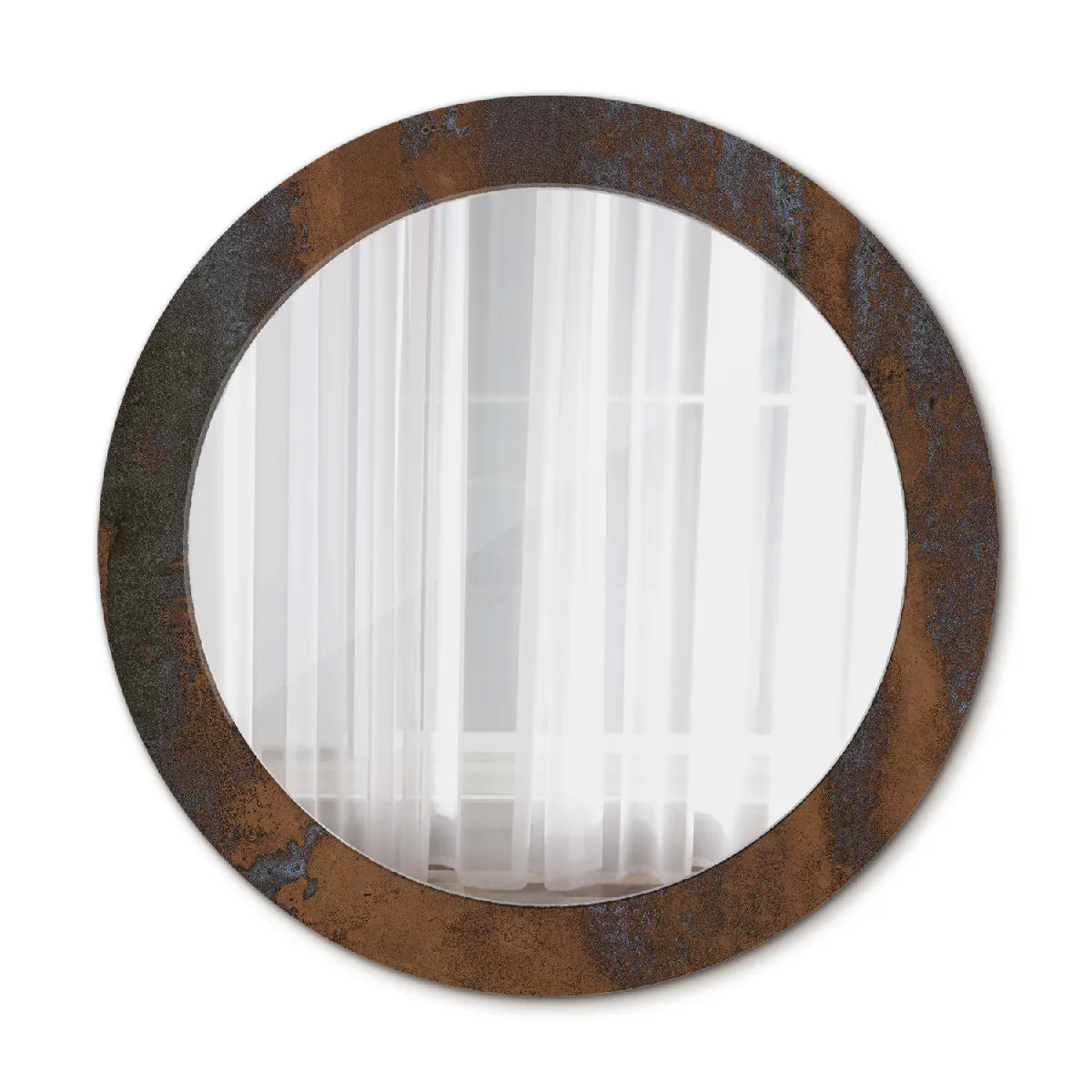 Élégant Rond Miroir Mural Suspendu Dans Un Cadre Décoratif 70x56 Cm