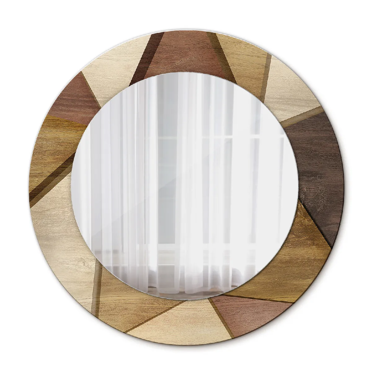 Miroir Mural Rond Décoratif Marron Dans Le Cadre 50x36 Cm