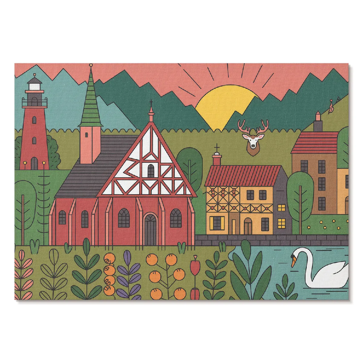 Affiche décoration Tulup Format A4 Paysage Rural Projet artistique Punkt Widzenia