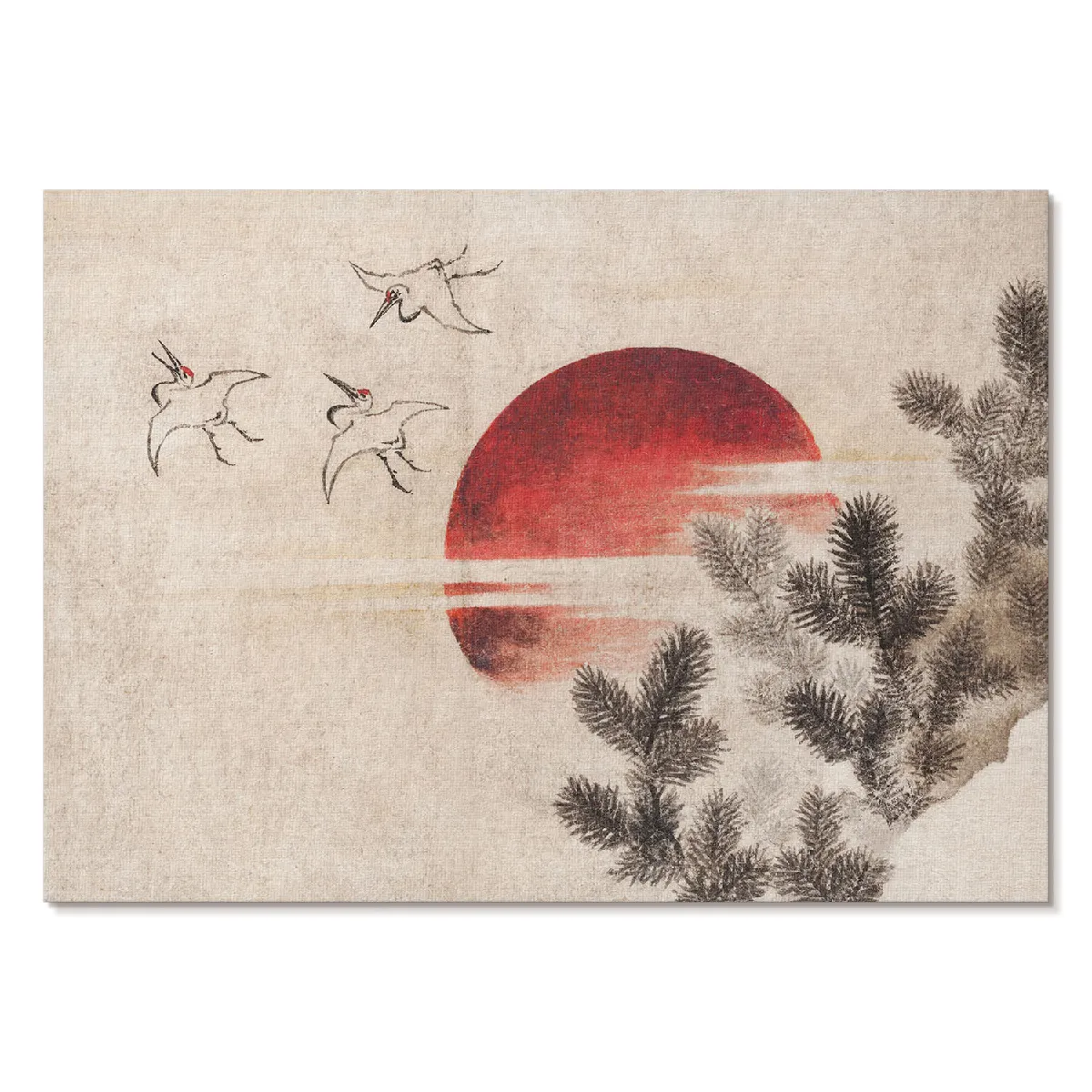 Affiche décoration Tulup Format A4 Oiseaux Et Coucher De Soleil Artiste Hokusai