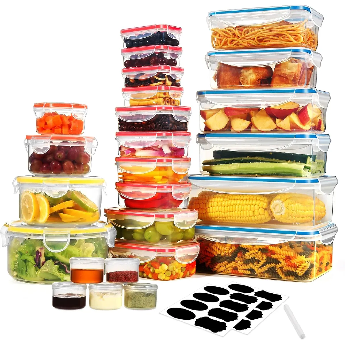 Lot Yashe De 25 Boîtes Alimentaires Avec Couvercles, 15,52 L, Transparent