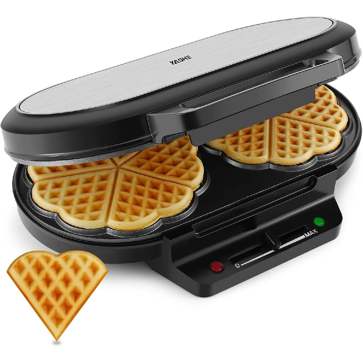 Gaufrier Double, 10 Gaufres Cœur, 1200 W