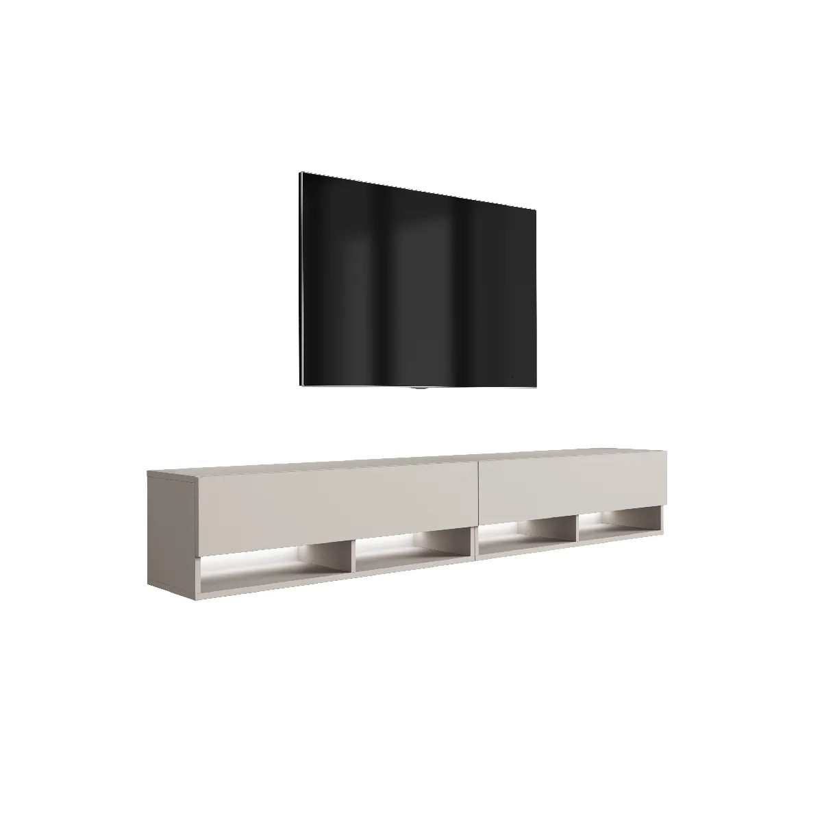 Meuble TV 200 (2 x 100) cm Cachemire, LED blanc, 200 x 32 x 52 cm