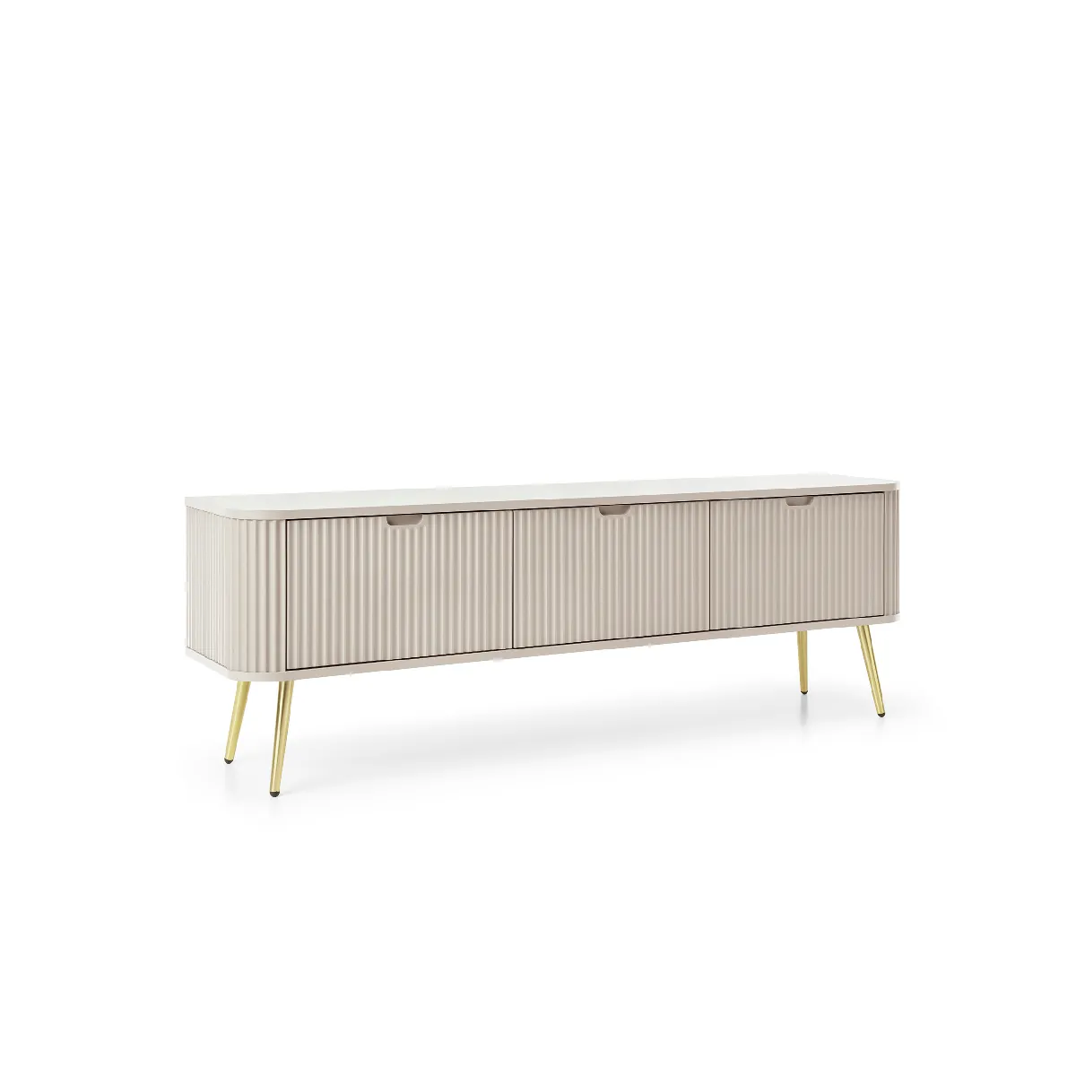 Meuble TV: cachemire, pieds or, 168 x 57 x 39 cm