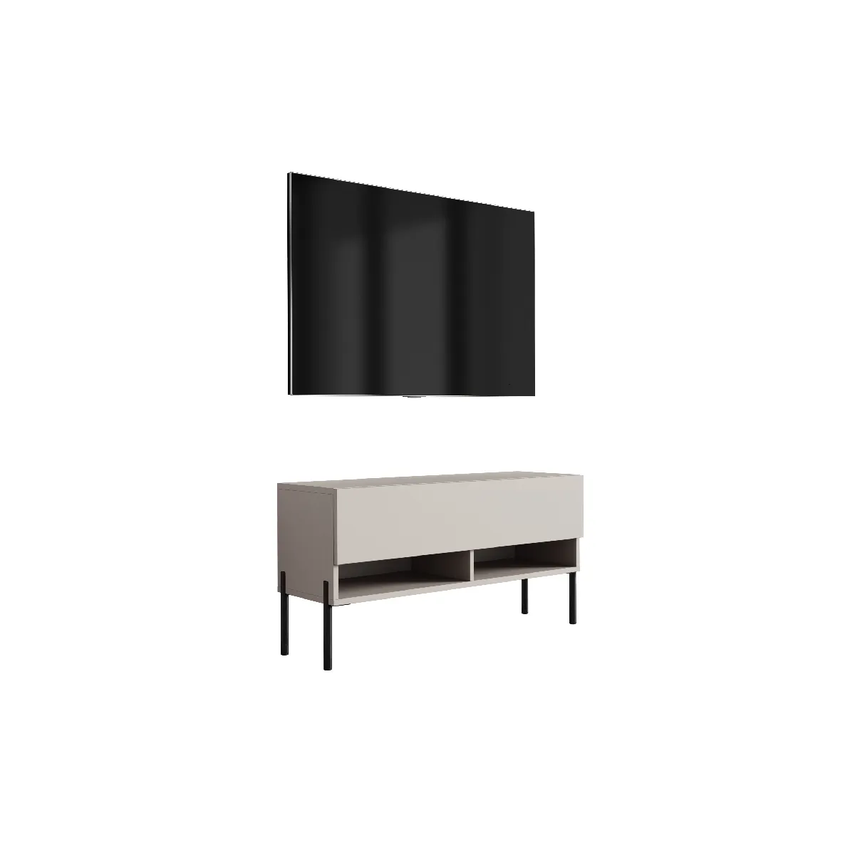Meuble TV 100 cm Cachemire, pieds droits noirs, 100 x 32 x 52 cm