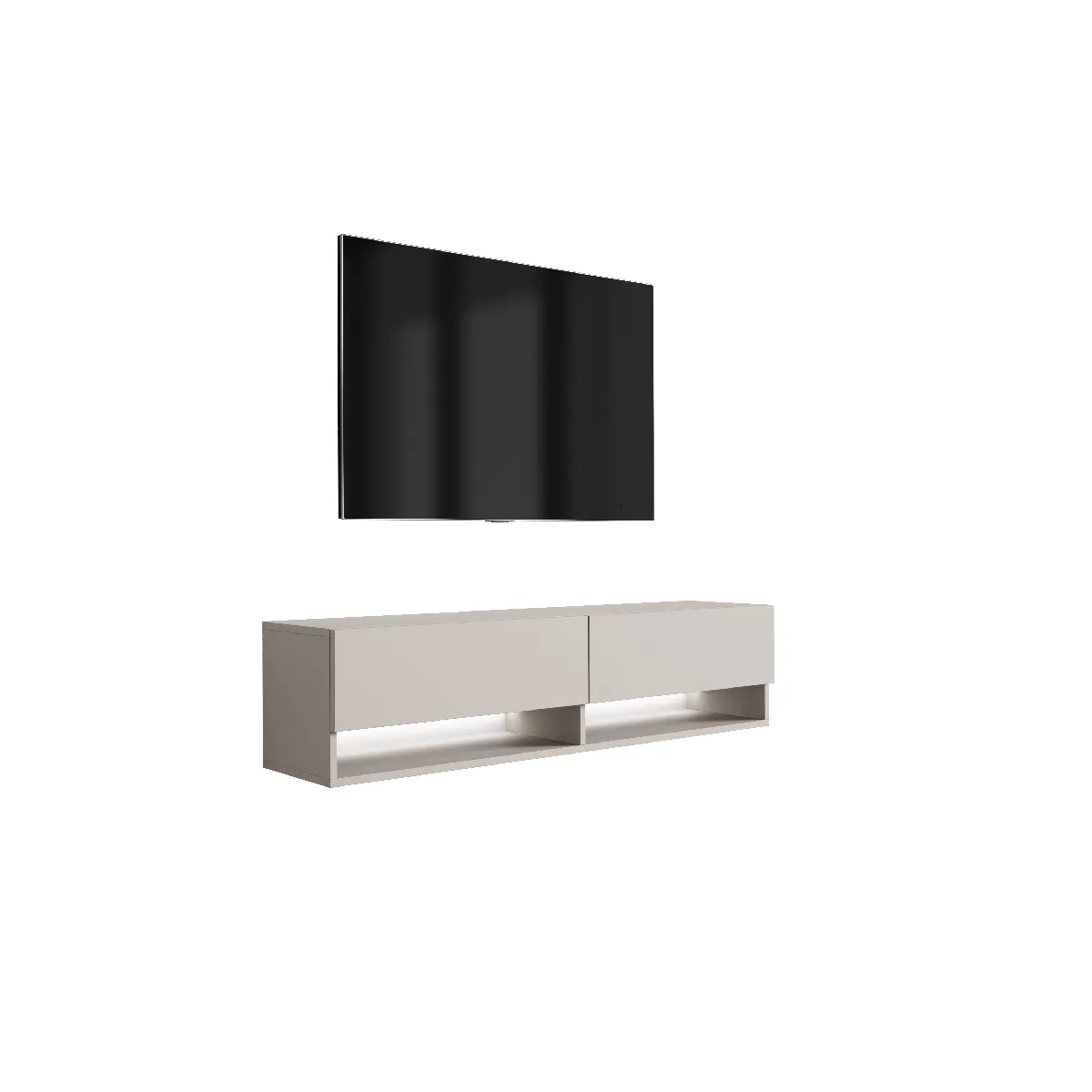 Meuble TV 140 cm Cachemire, LED blanc, 140 x 32 x 34 cm