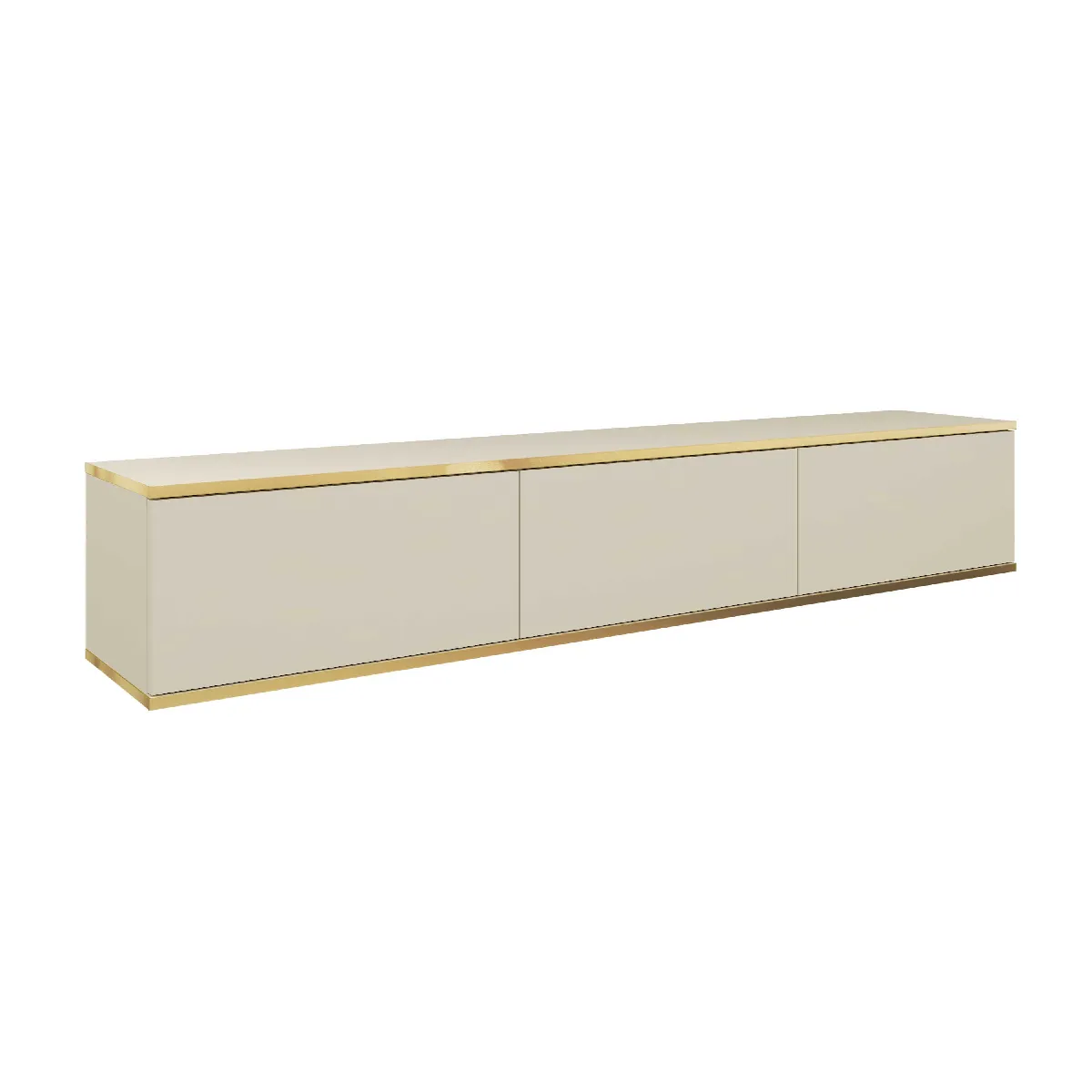 Meuble TV, Beige, 175 x 32 x 30 cm, Push to Open