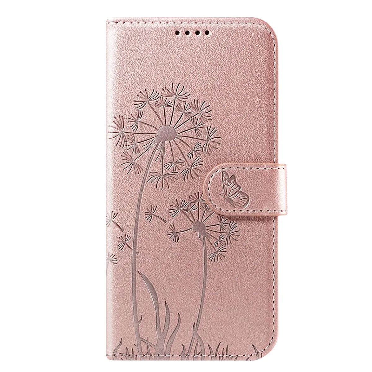 Étui Portefeuille Pour Iphone 17e Premium Design Fleurs Papillon Rose Champagne Zanaé
