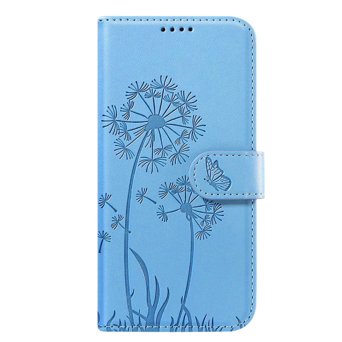 Étui Portefeuille Pour Galaxy A37 Premium Design Fleurs Papillon Bleu Clair Zanaé
