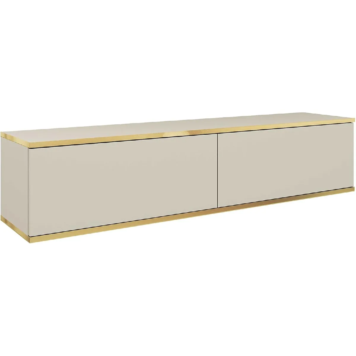 Meuble TV, Beige, 135 x 32 x 30 cm, Push to Open