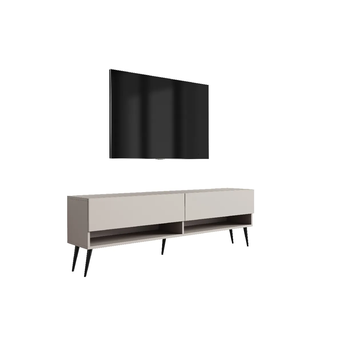Meuble TV 170 cm Cachemire, pieds obliques noirs, 170 x 32 x 52 cm