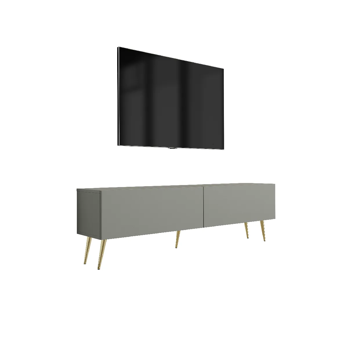 Meuble TV, Aloès, 140 x 52 x 32 cm Jambes dorées
