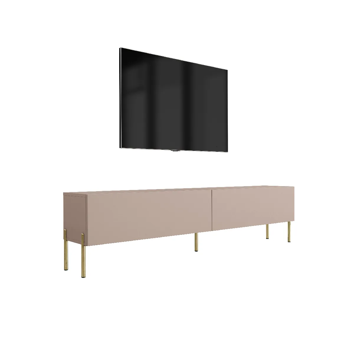 Meuble TV, Brun Caramel, 170 x 52 x 32 cm Jambes dorées