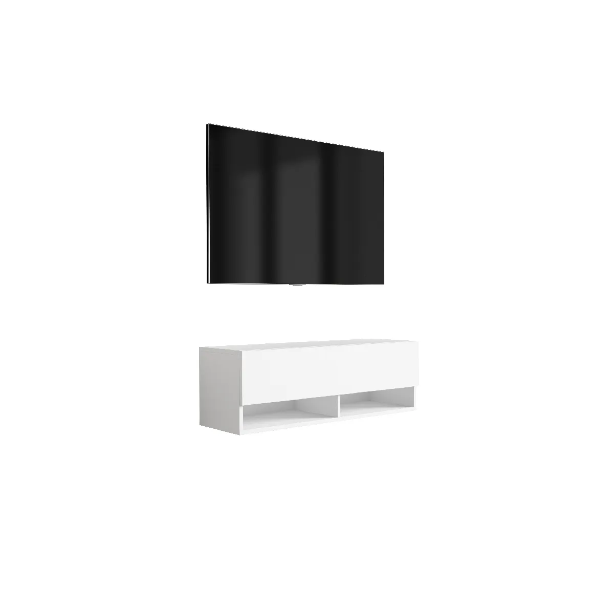 Meuble TV 100 cm Blanc Mat, 100 x 32 x 34 cm