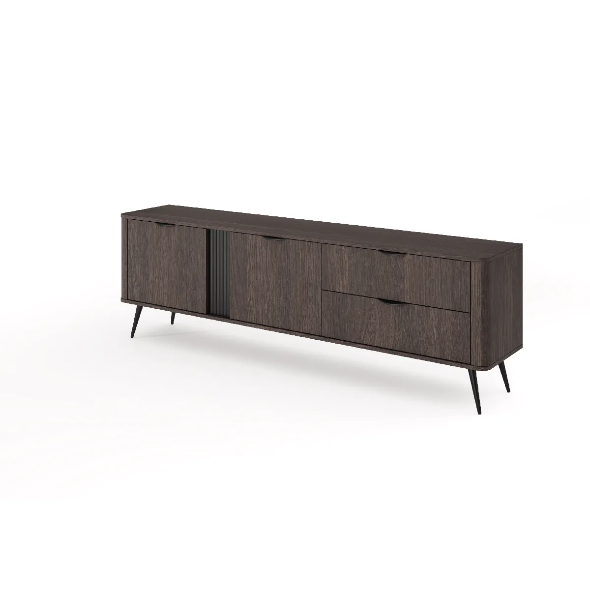 Meuble TV, chêne Dunin combiné avec du noir, 195,2 x 30 x 38 cm