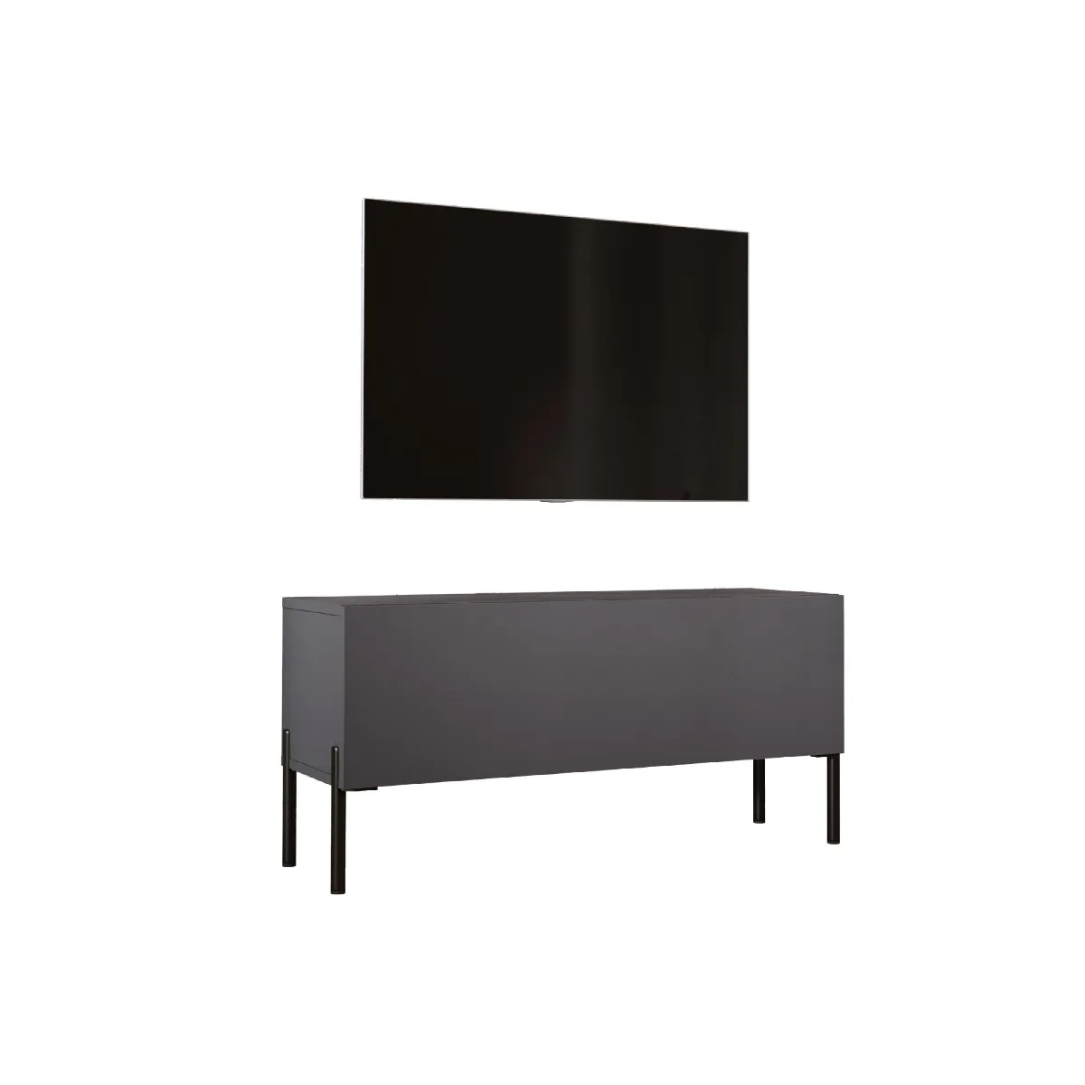 Meuble TV: Grey, Pieds Noir, 100 x 52 x 32 cm