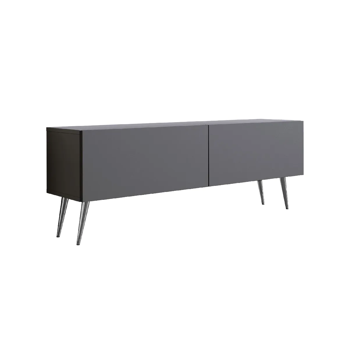 Meuble TV: Grey, Pieds Chromés, 140 x 52 x 32 cm