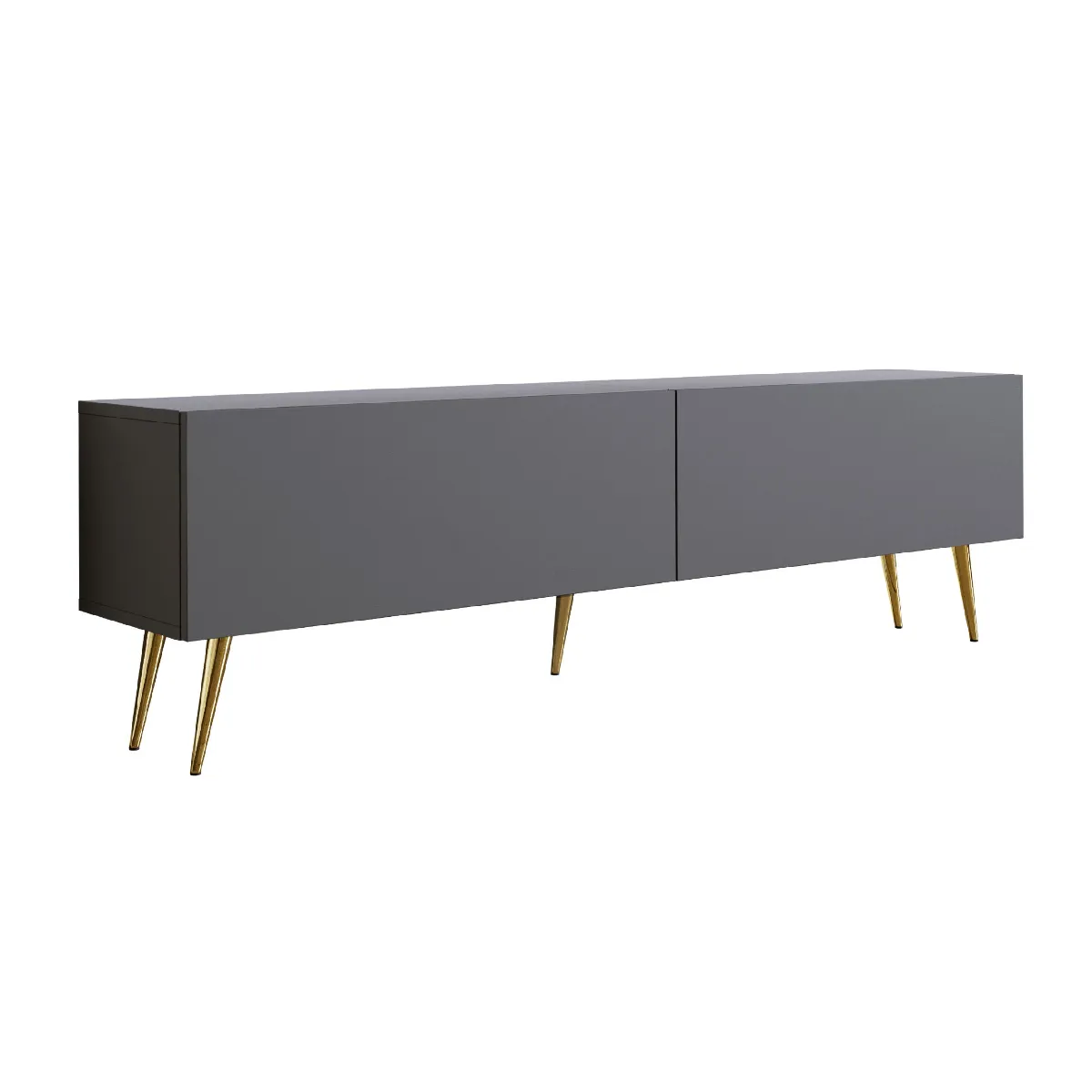 Meuble TV: Grey, Pieds Dorés, 170 X 52 X 32 Cm