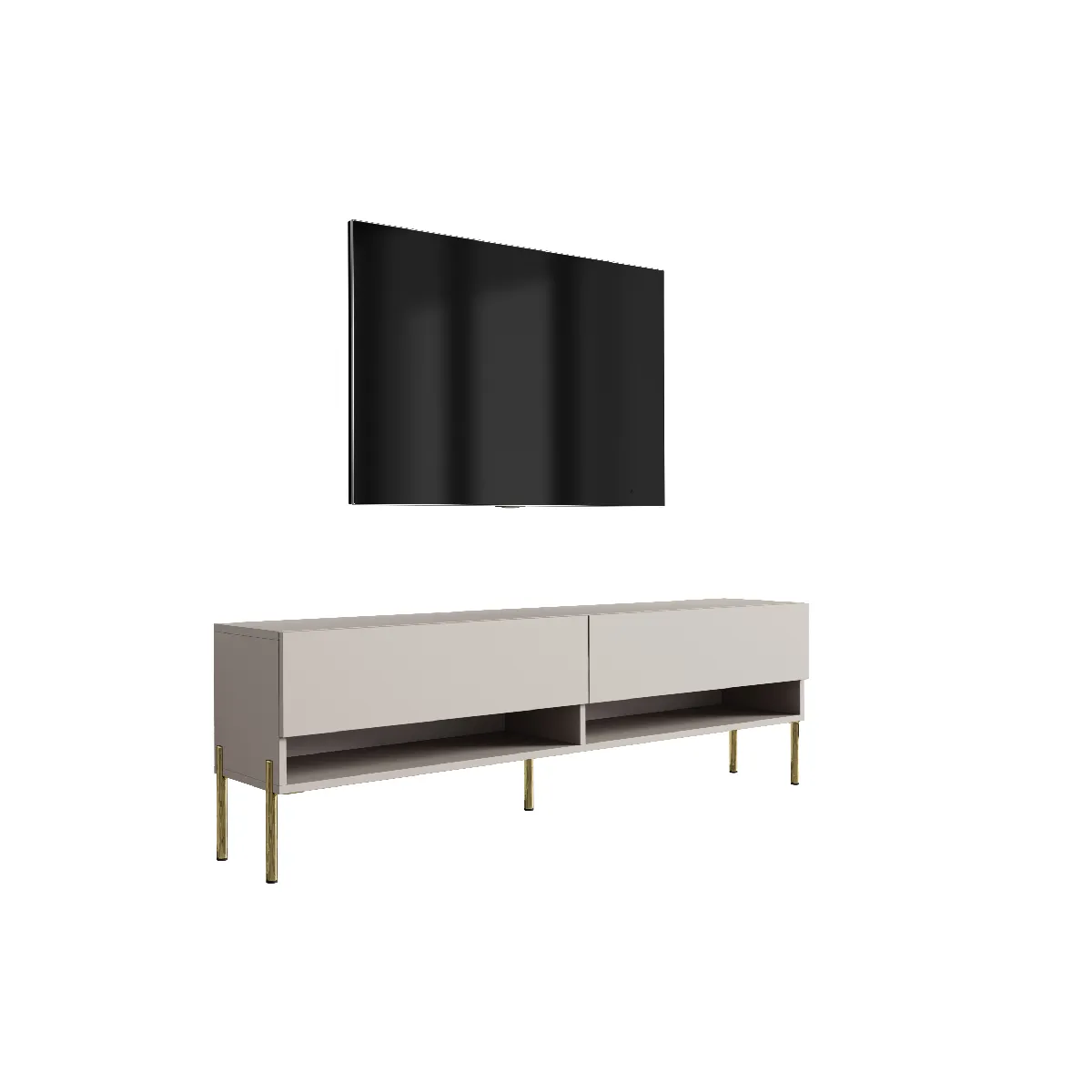 Meuble TV 170 cm Cachemire, pieds droits dorés, 170 x 32 x 52 cm