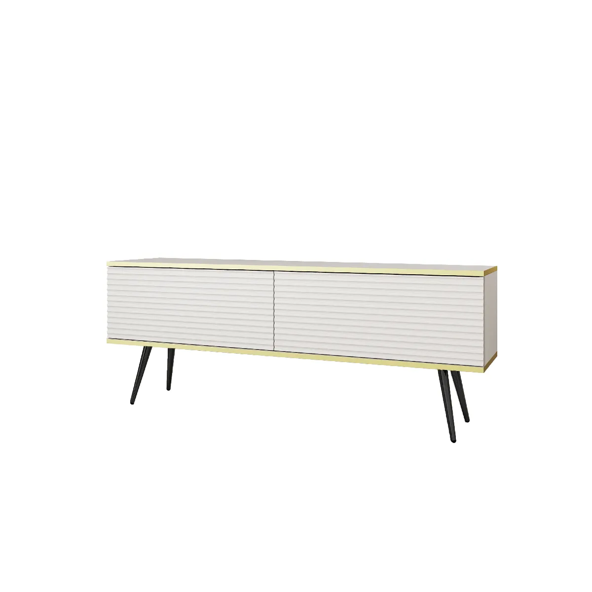 Meuble TV Avec Lamelles Blanc, 135 x 32 x 30 cm, Push to Open