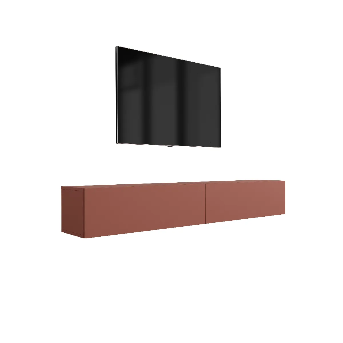 Meuble TV, Rouge Brique, 200 (2 x 100) x 34 x 32 cm