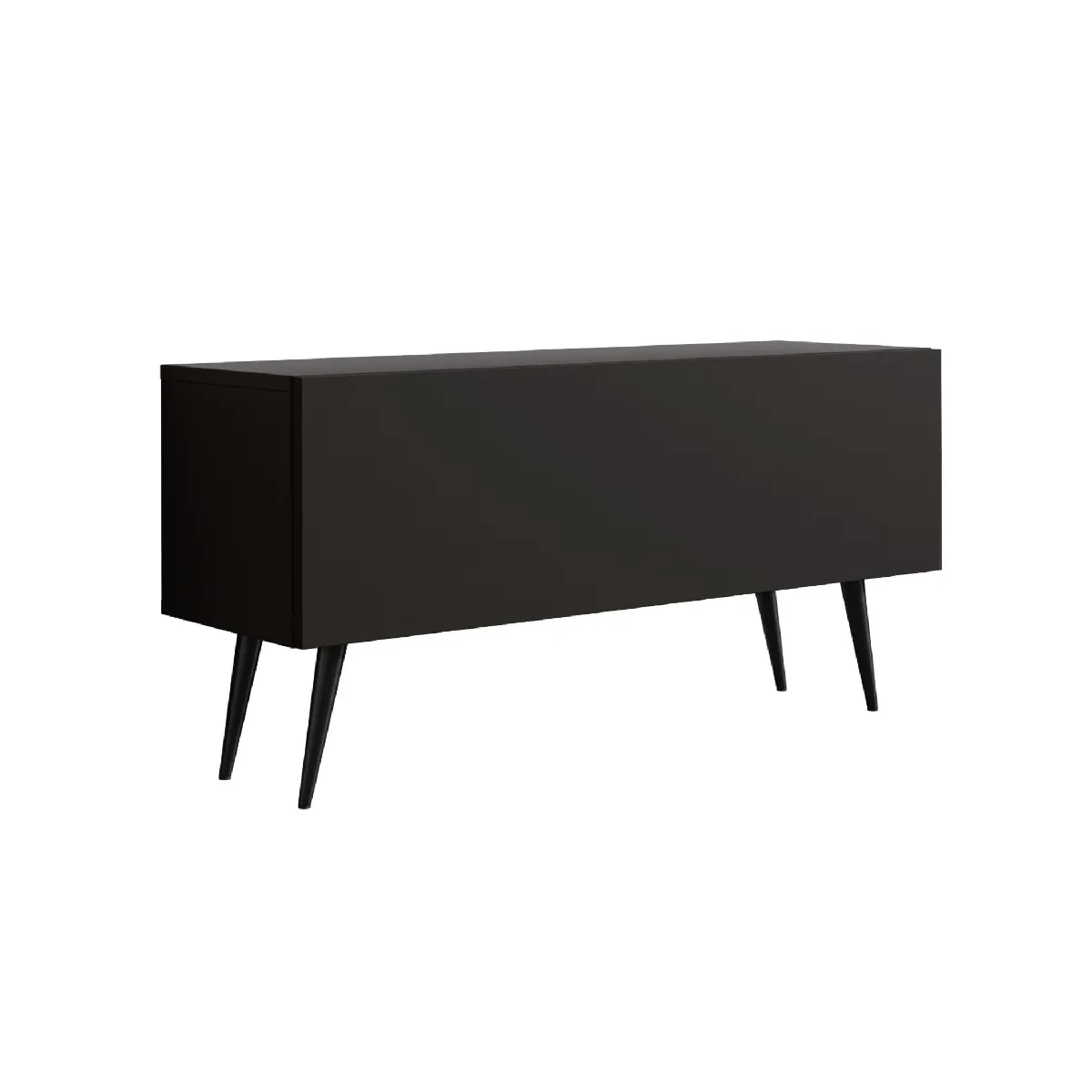 Meuble TV: Noir Mat, Pieds Noirs, 100 x 52 x 32 cm