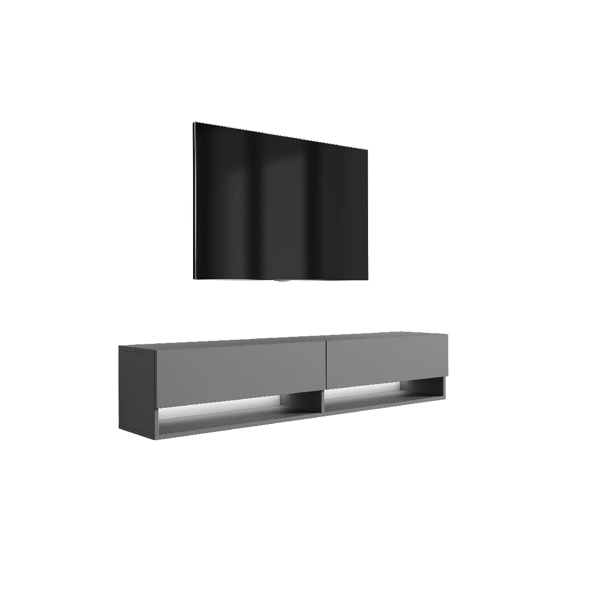 Meuble TV 170 cm Grey, LED blanc, 170 x 32 x 34 cm