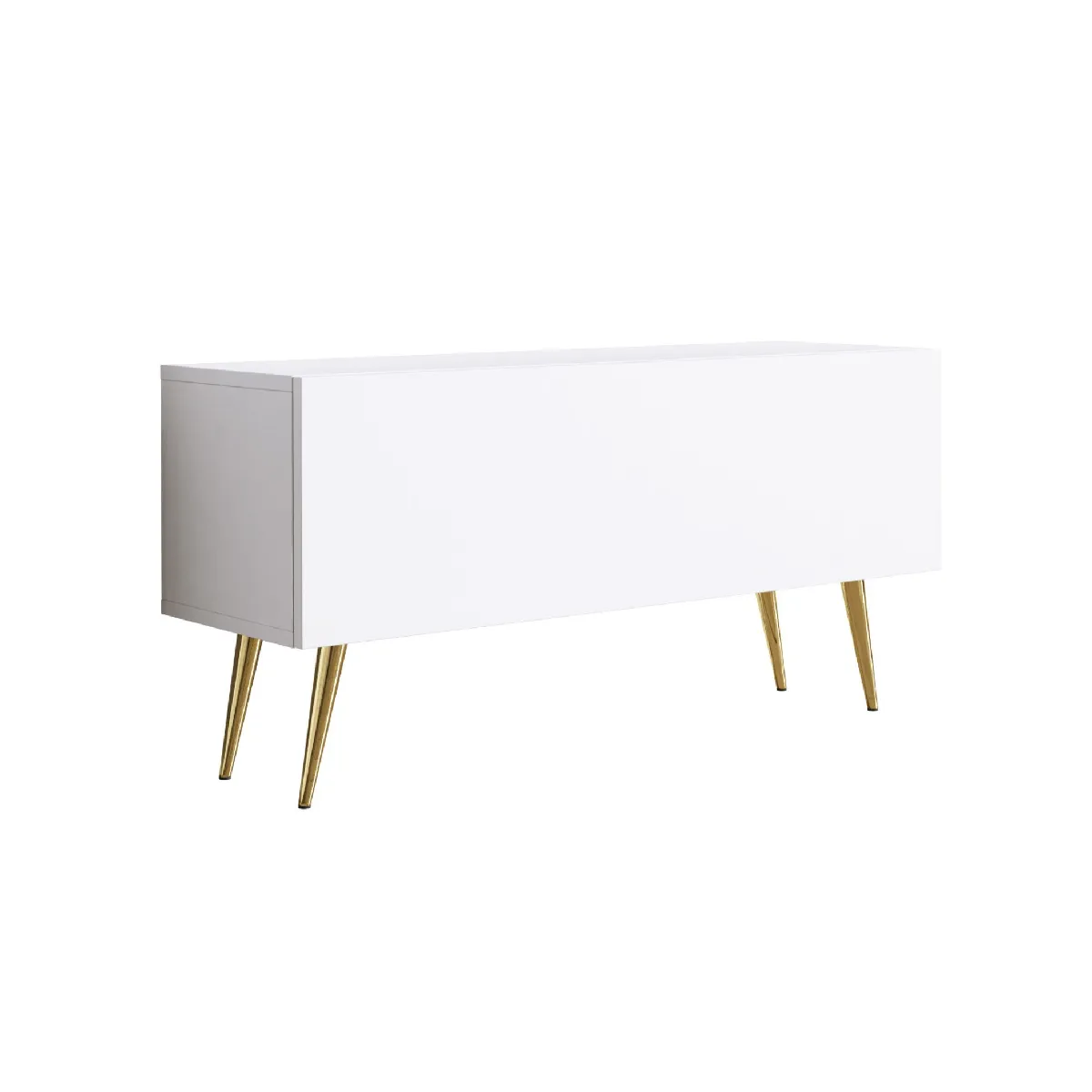 Meuble TV: Blanc Mat, Pieds Dorés, 100 x 52 x 32 cm