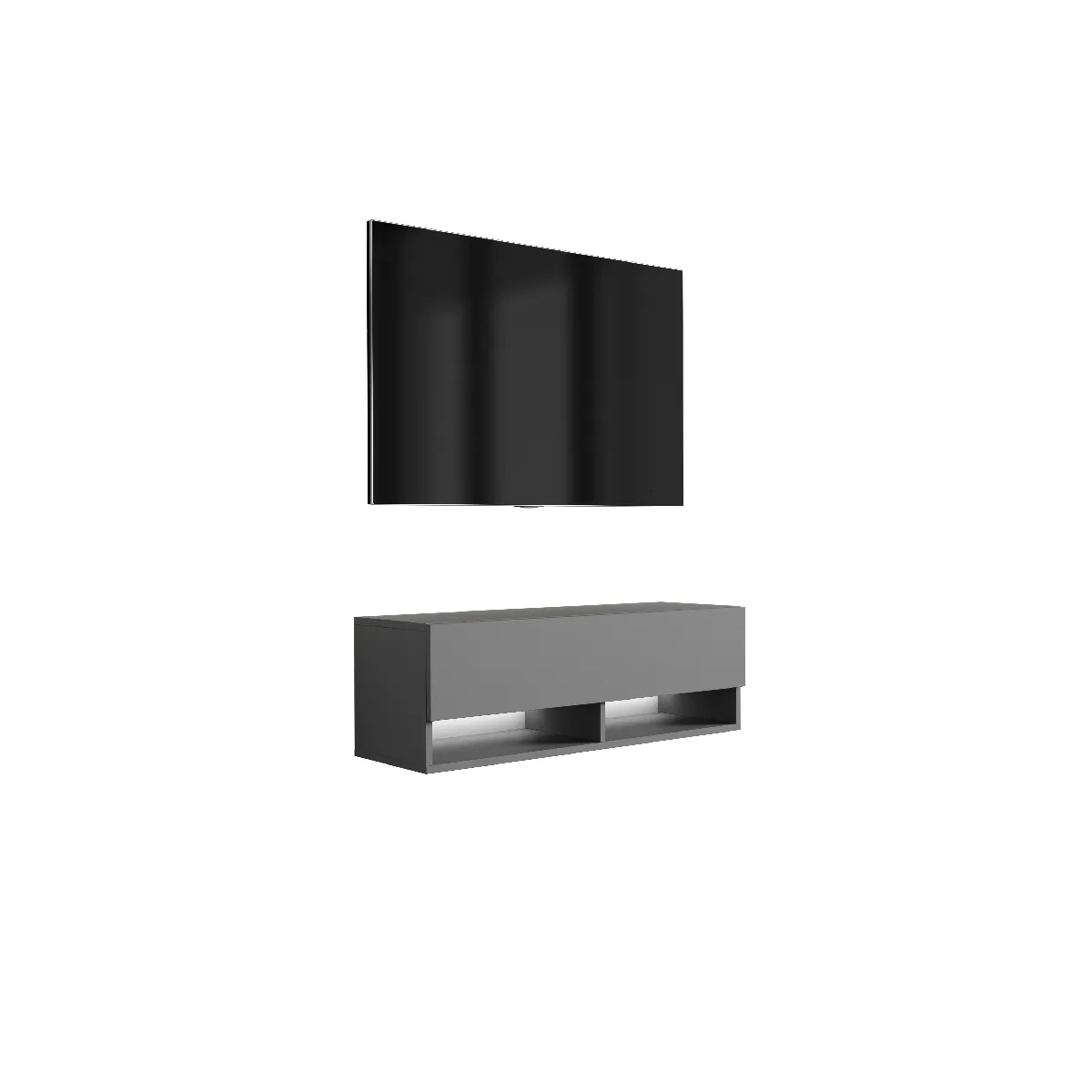 Meuble TV 100 cm Grey, LED blanc, 100 x 32 x 34 cm