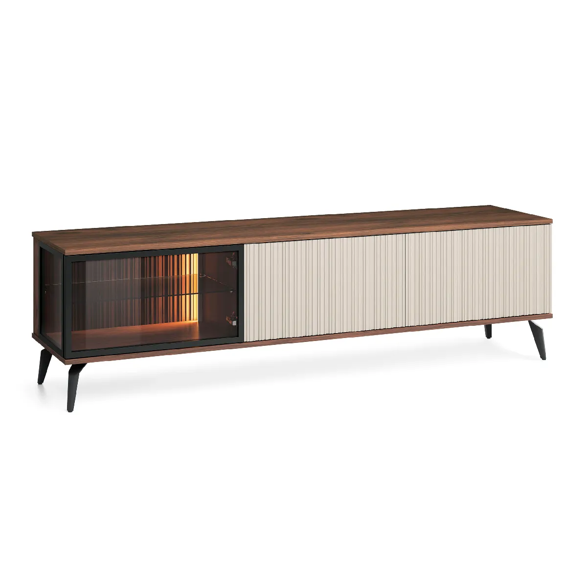 Meuble TV, Cachemire / Noyer Warmien, 180 x 50 x 39 cm