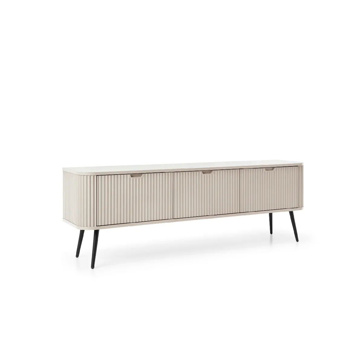 Meuble TV: cachemire, pieds noir, 168 x 57 x 39 cm