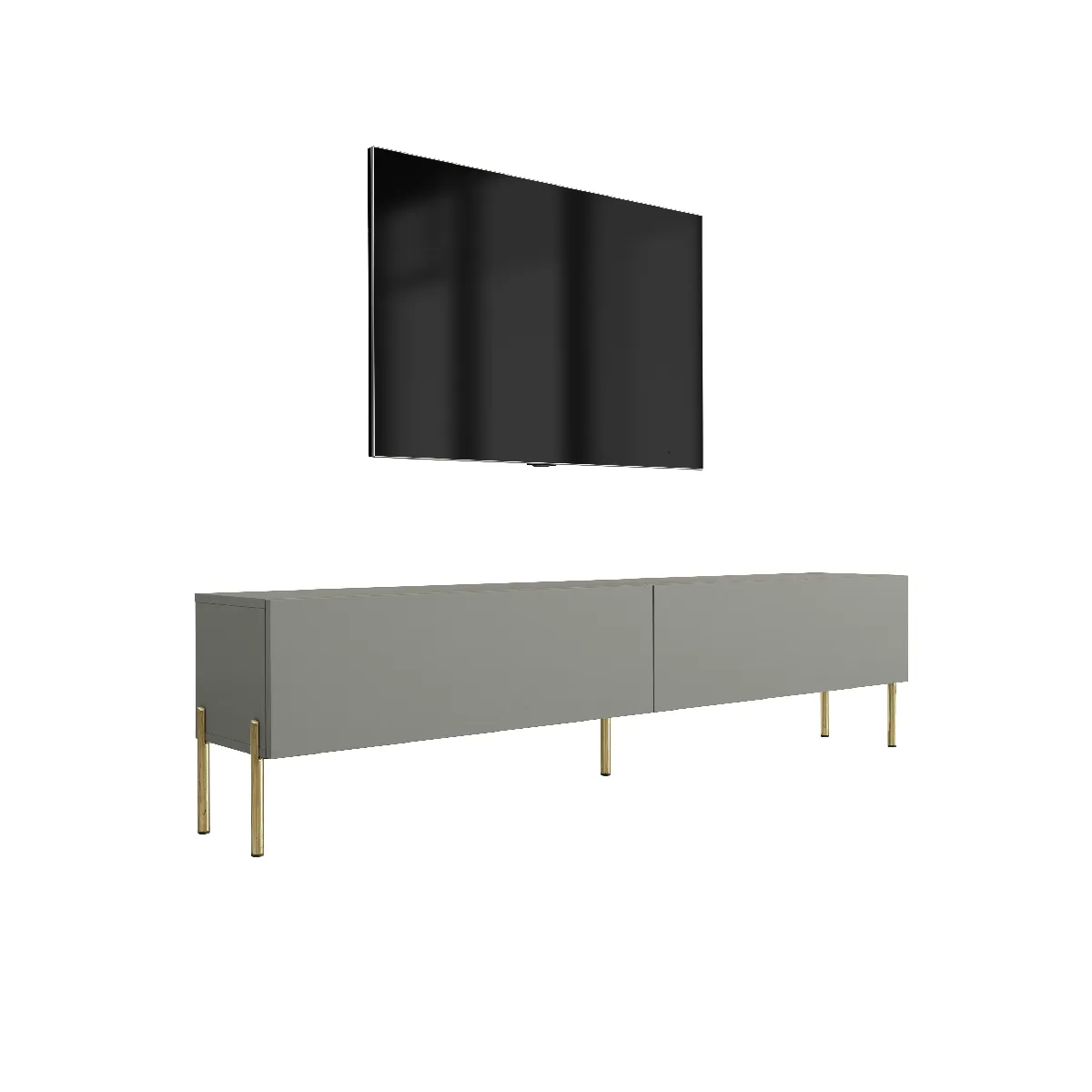 Meuble TV, Aloès, 170 x 52 x 32 cm Jambes dorées
