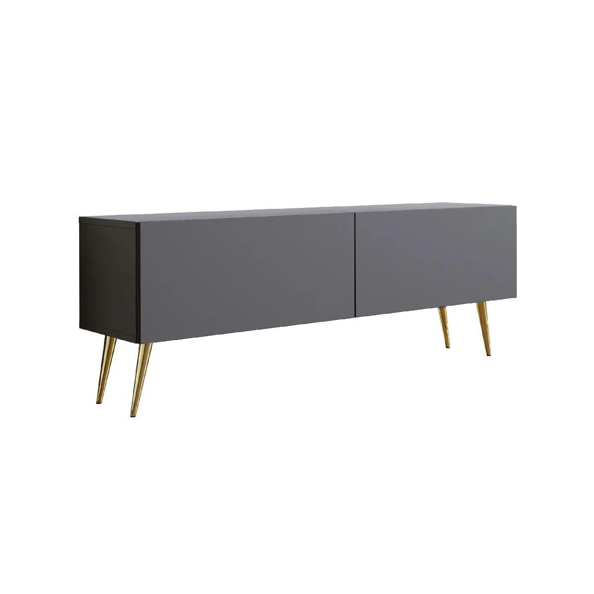 Meuble TV: Grey, Pieds Dorés, 140 x 52 x 32 cm