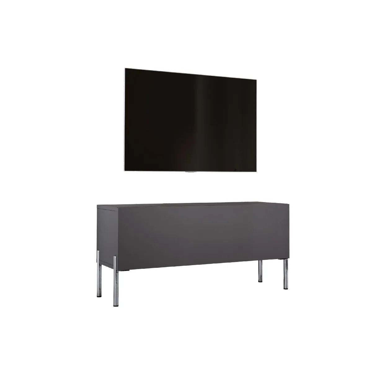 Meuble TV: Grey, Pieds Chrome, 100 x 52 x 32 cm