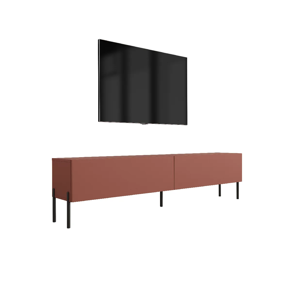 Meuble TV, Rouge Brique, 170 x 52 x 32 cm jambes noires