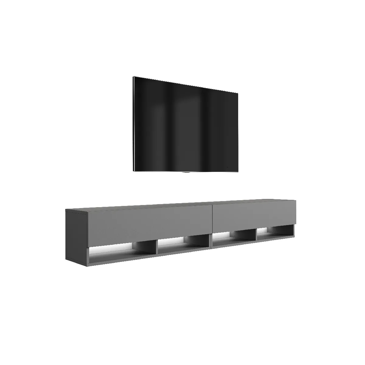 Meuble TV 200 (2 x 100) cm Grey, LED blanc, 200 x 32 x 52 cm