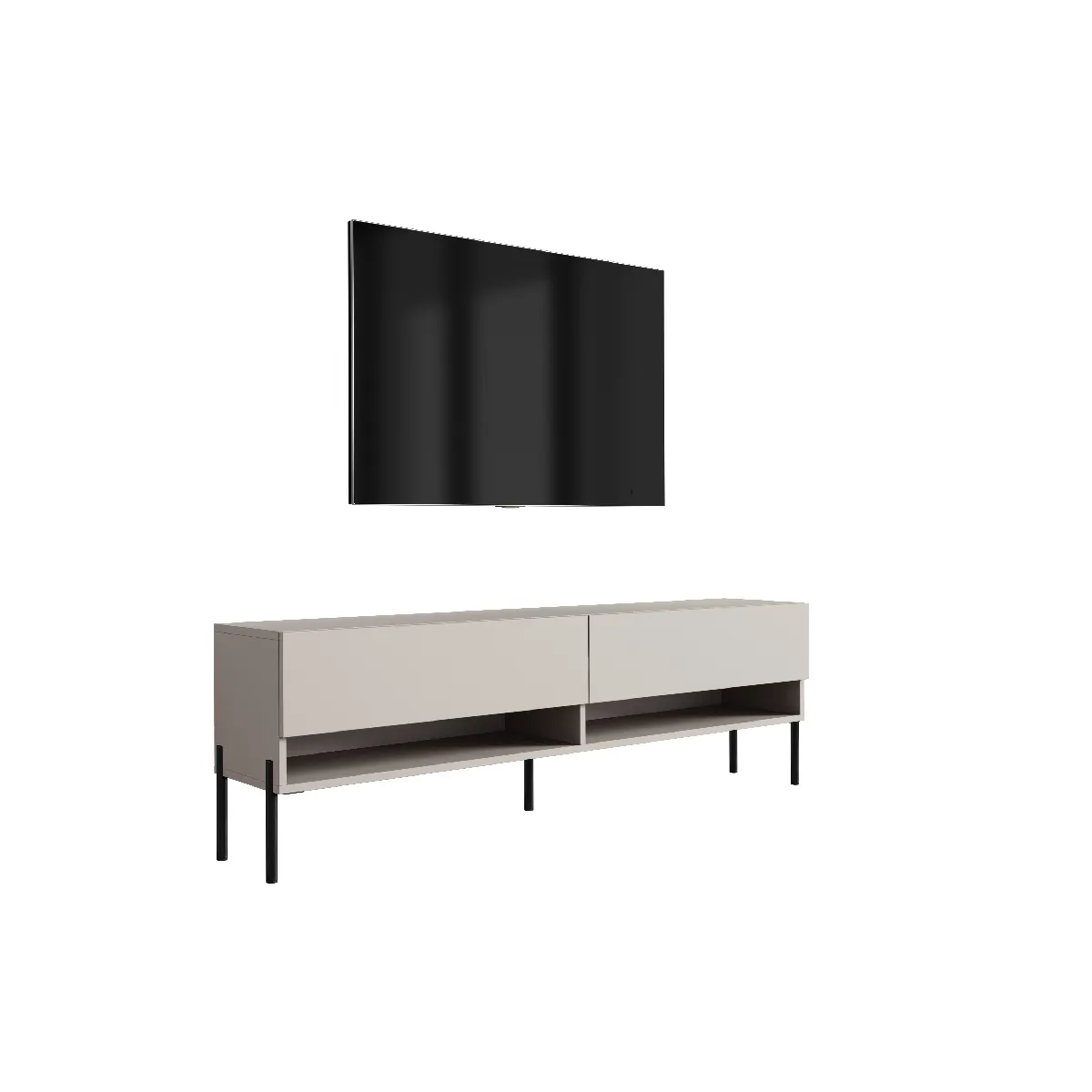 Meuble TV 170 cm Cachemire, pieds droits noirs, 170 x 32 x 52 cm