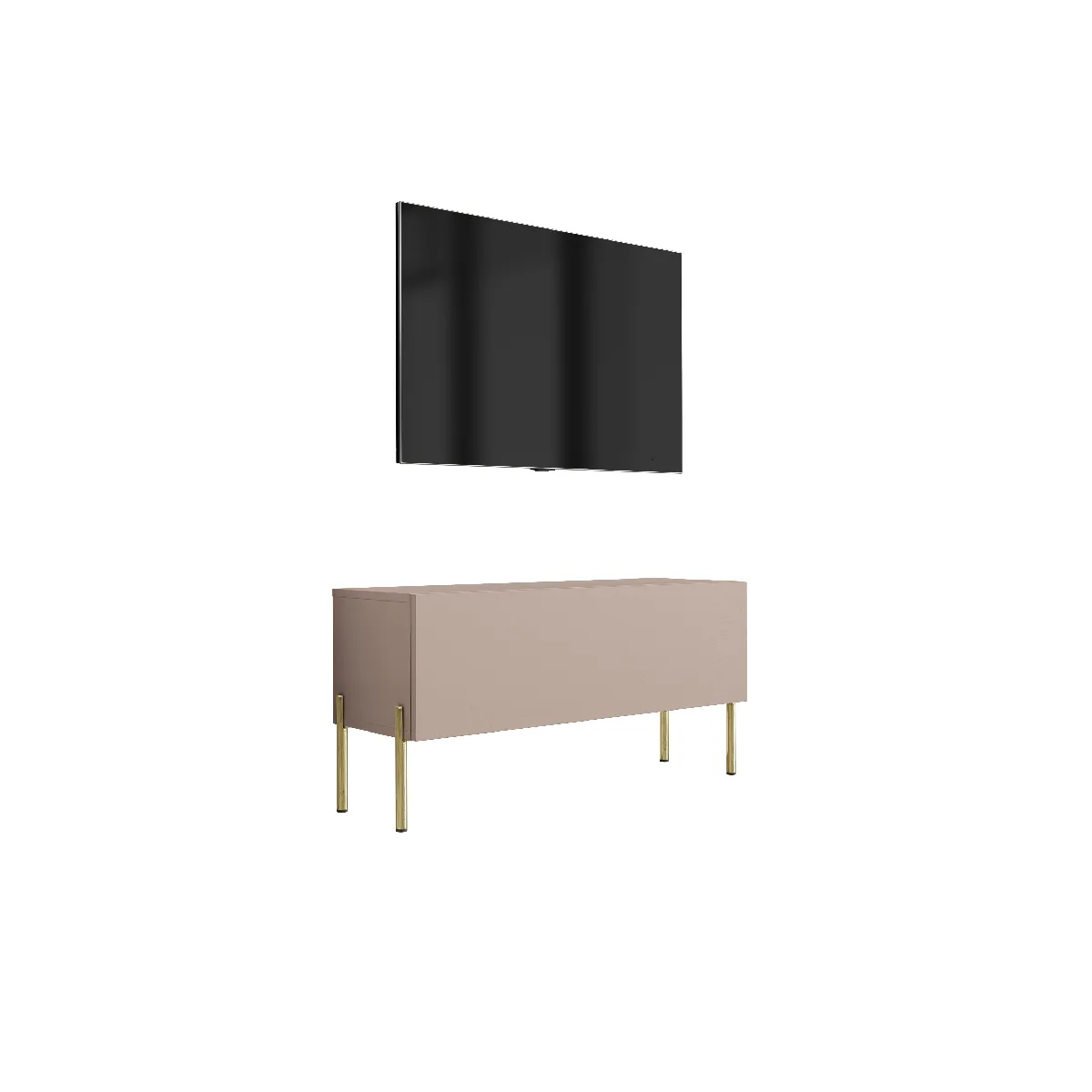 Meuble TV, Brun Caramel, 100 x 52 x 32 cm, Jambes dorées