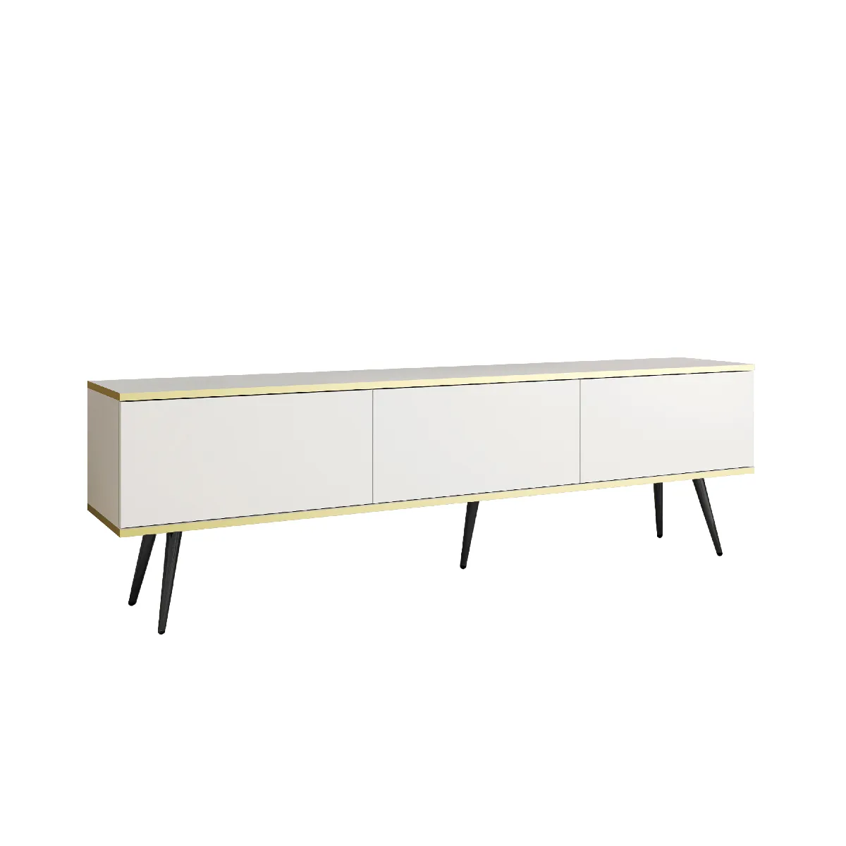 Meuble TV, Blanc, 175 x 32 x 30 cm, Push to Open