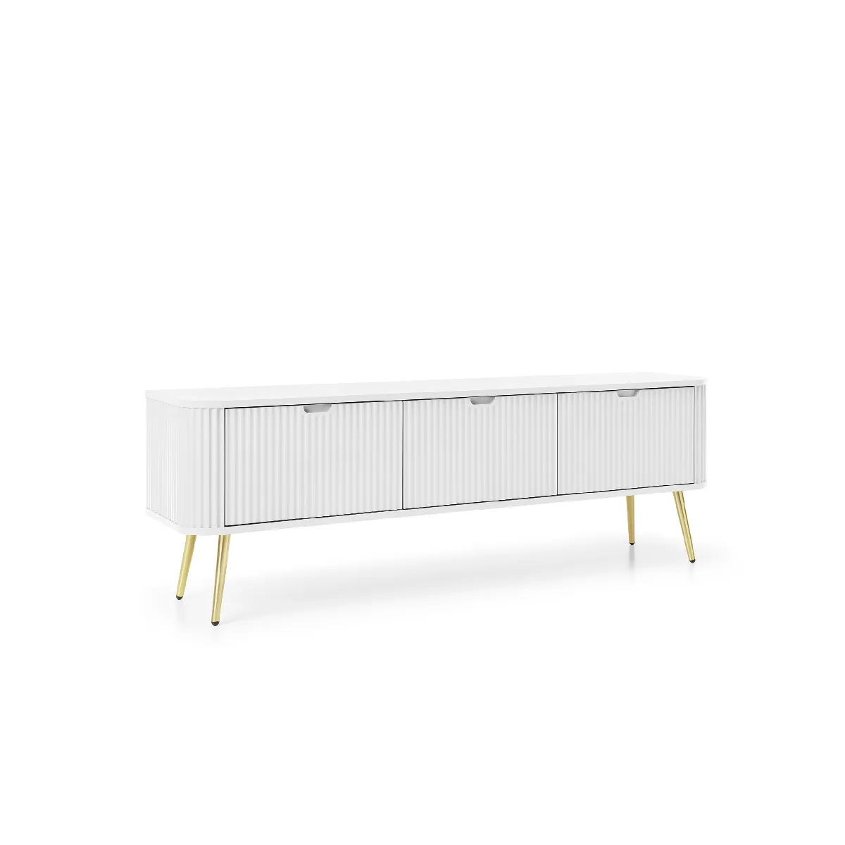 Meuble TV: blanc, pieds or, 168 x 57 x 39 cm