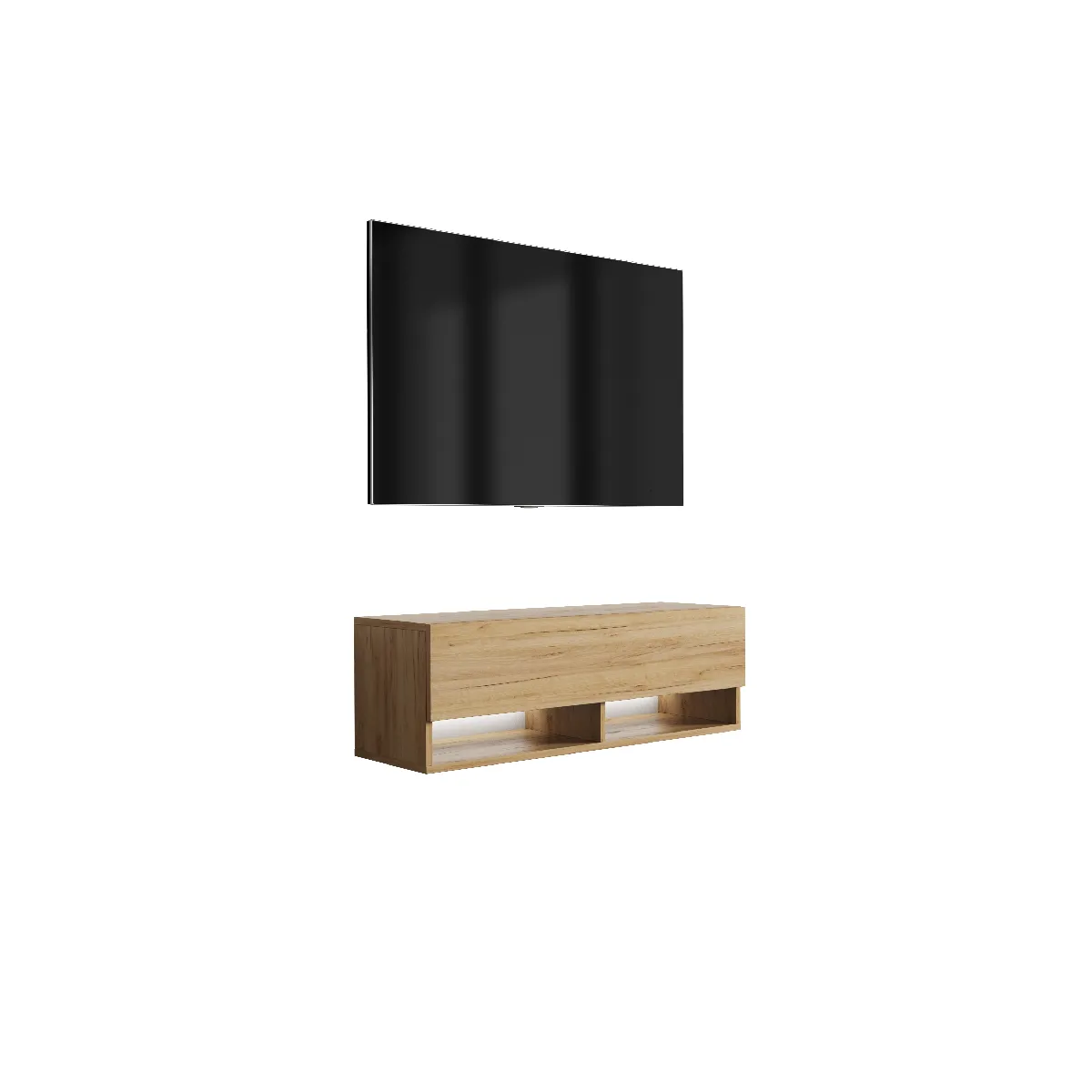 Meuble TV 100 cm Chêne Craft, LED blanc, 100 x 32 x 34 cm