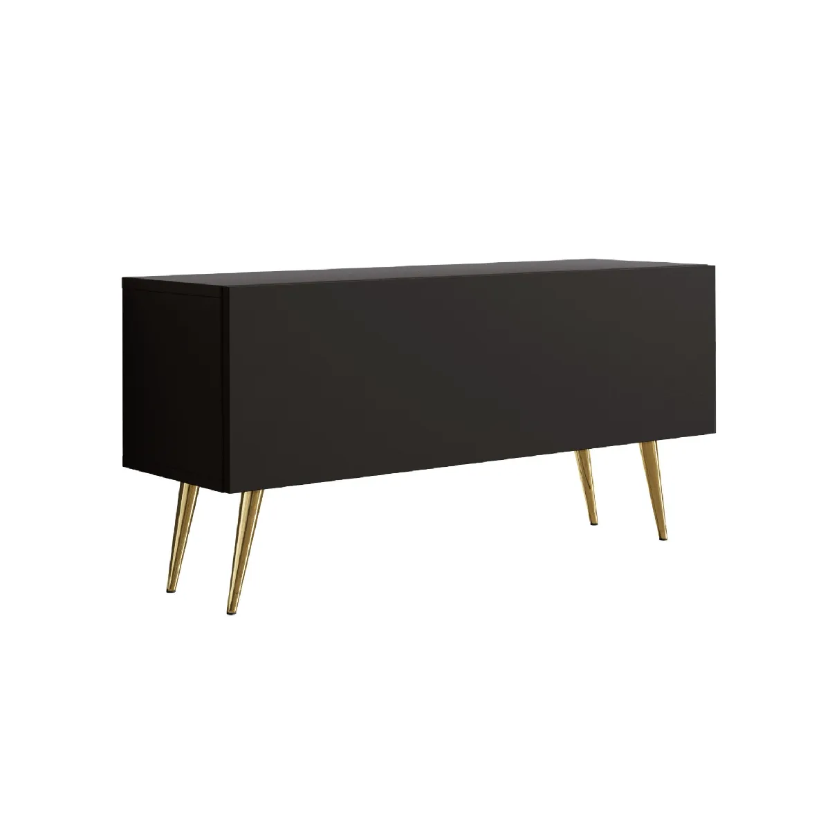 Meuble TV: Noir Mat, Pieds Dorés, 100 x 52 x 32 cm