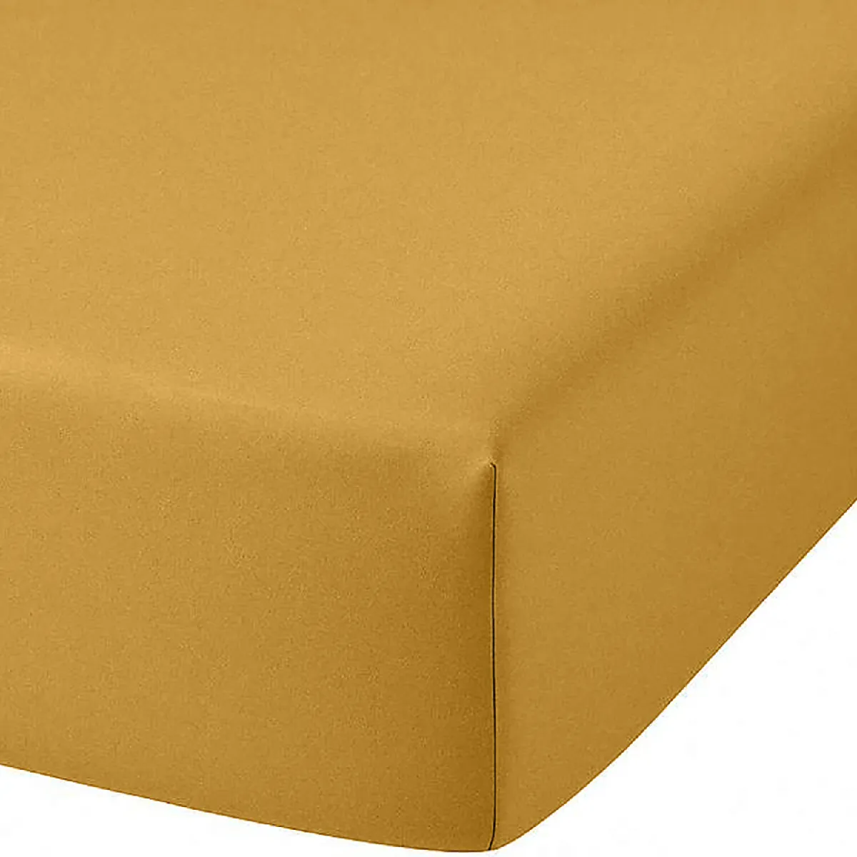 Drap housse coton moutarde 140x190 cm
