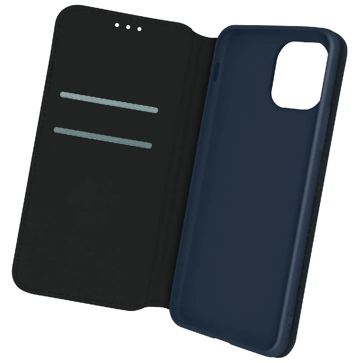 Housse Folio Pour Iphone 12 Et 12 Pro Portefeuille Fonction Support Vidéo Bleu