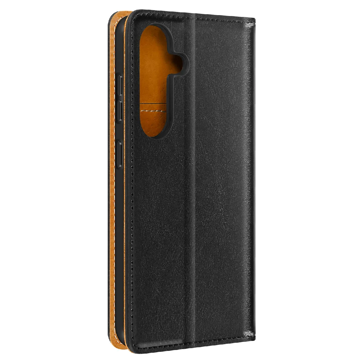 Housse Portefeuille Pour Samsung S24 Plus Et S25 Plus Cuir Véritable Noir