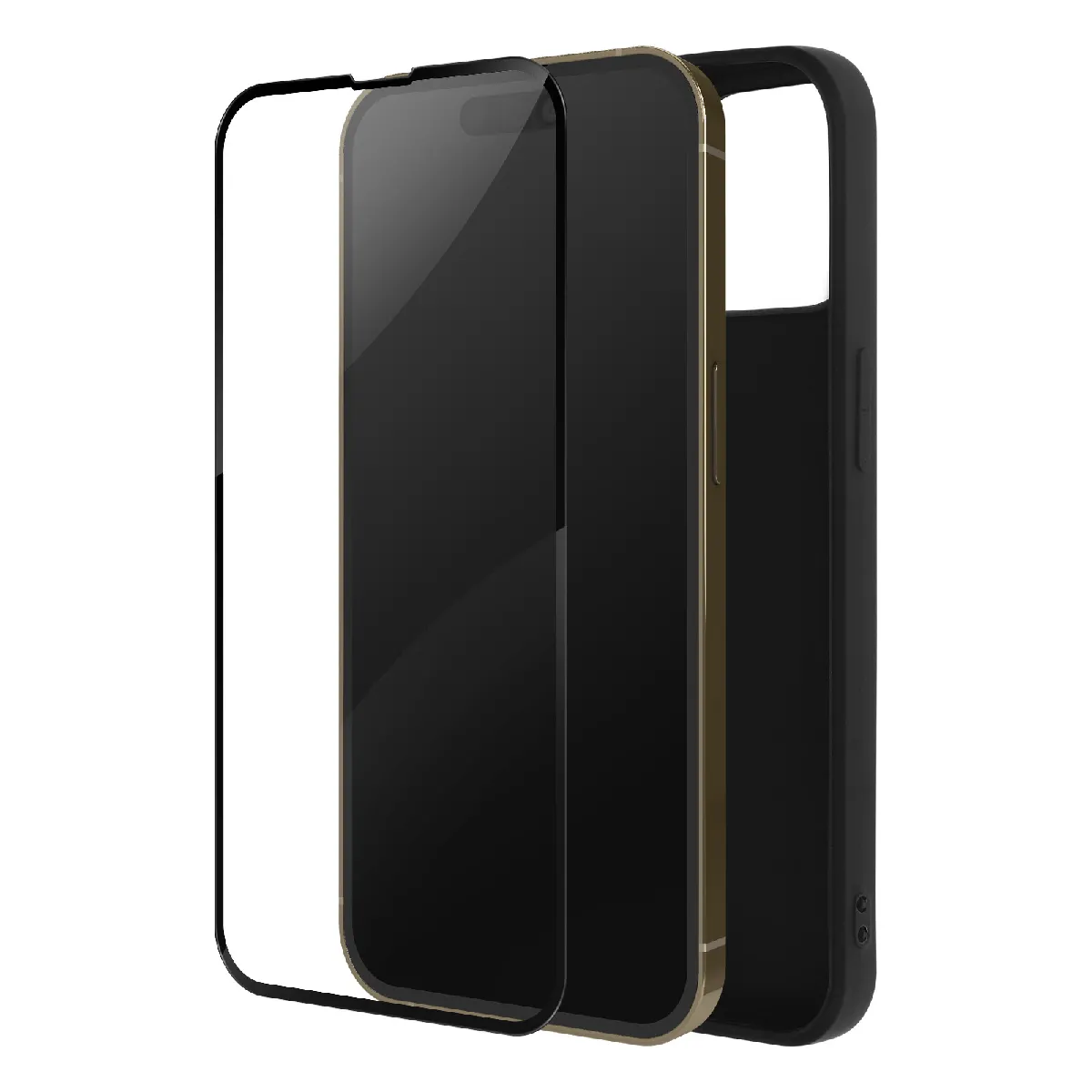 Coque Pour Iphone 14 Pro Silicone Gel Souple Et Verre Trempé 9h Noir