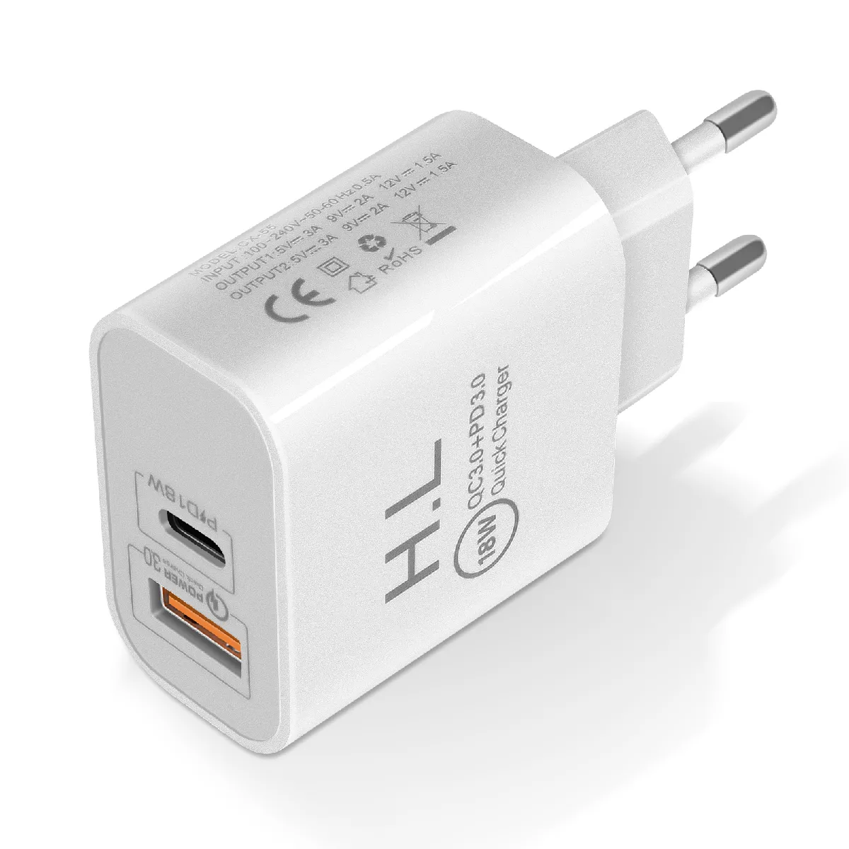 Chargeur Secteur Usb / Usb-c 20w Power Delivery Q.c 3.0 Blanc